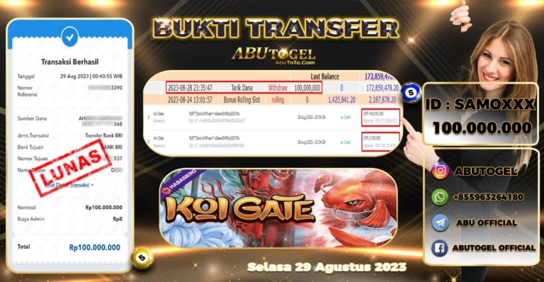 Bukti Jackpot Abu Togel Slot Online Selasa 29 Agustus 2023