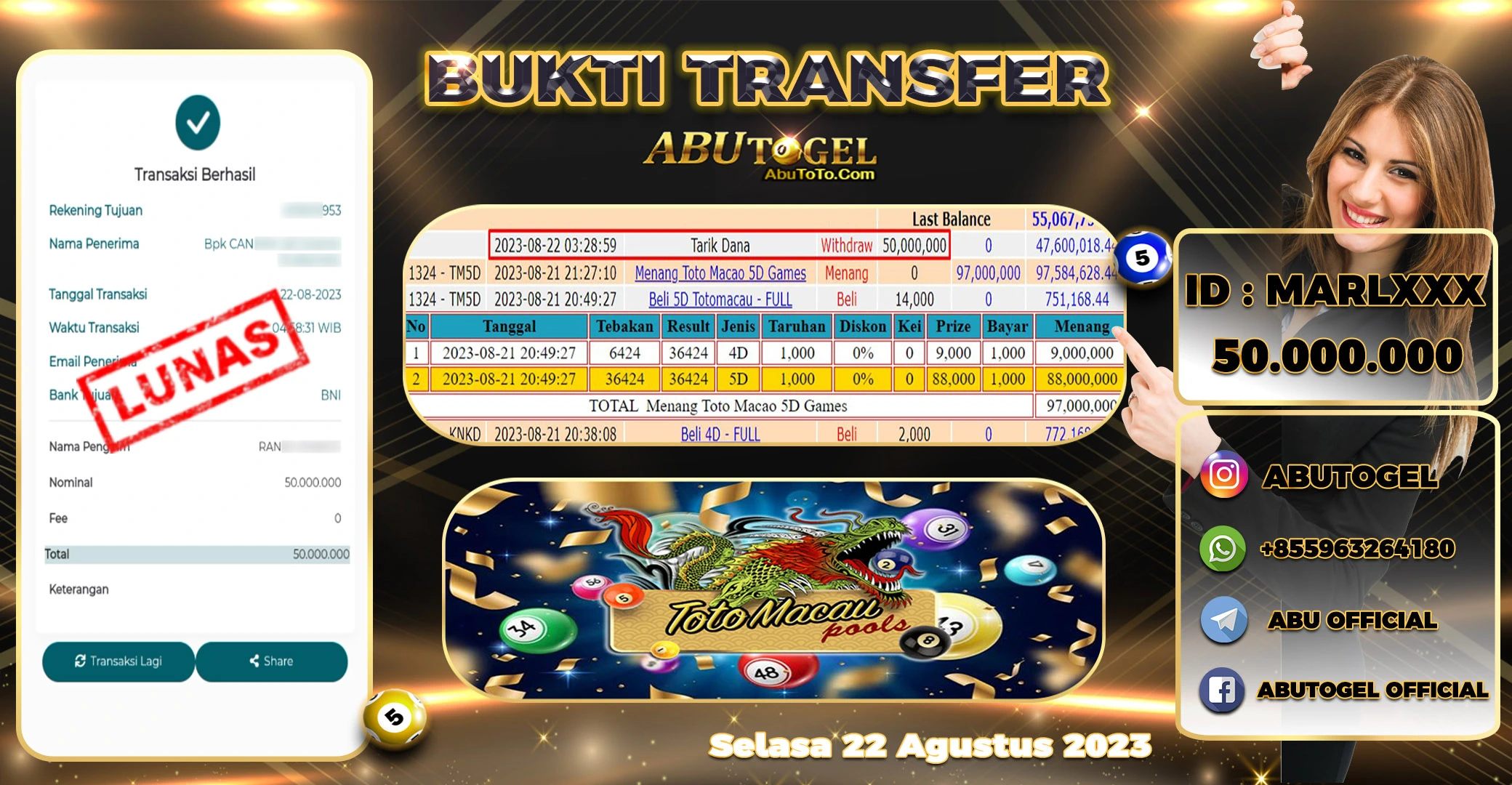 Bukti Jackpot Togel Online Abu Togel Selasa 22 Agustus 2023