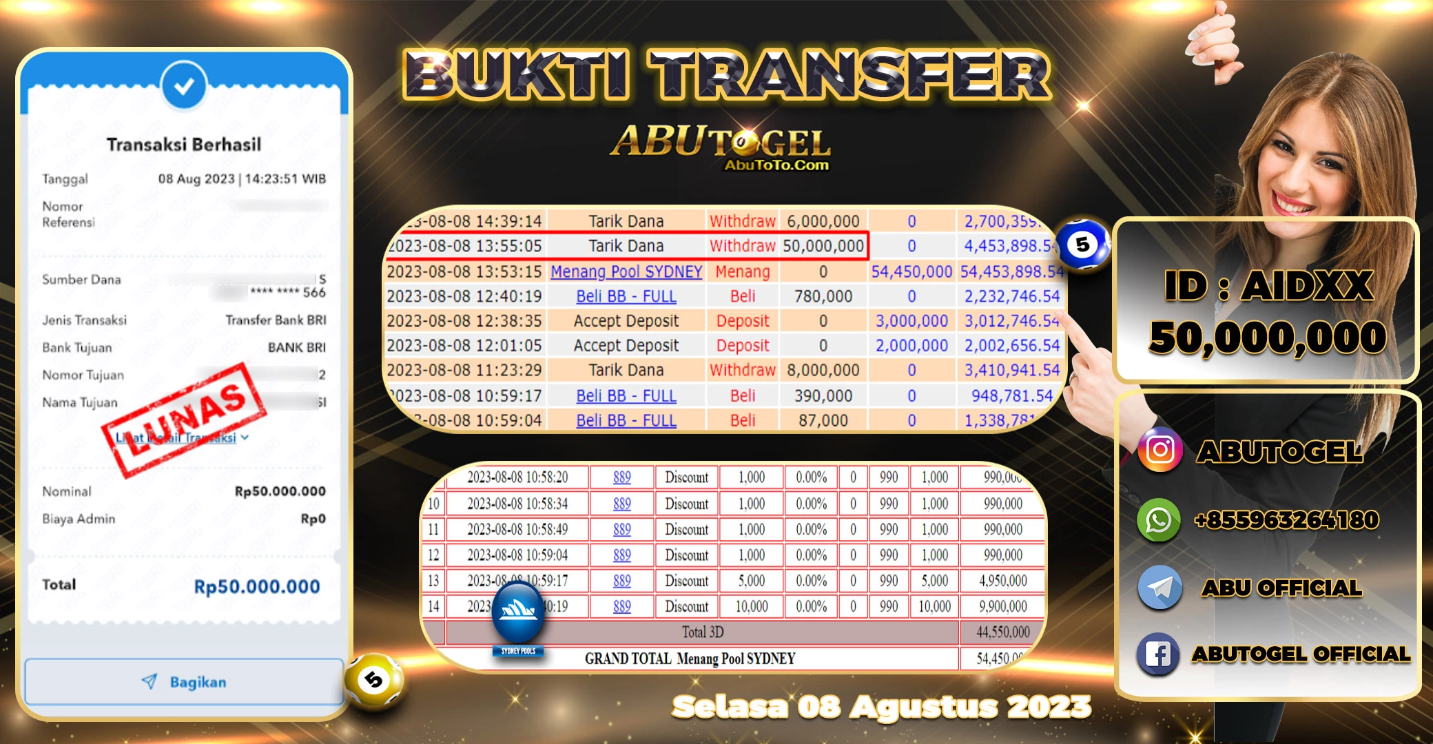 Bukti Jackpot Togel Online Abu Togel Selasa 08 Agustus 2023