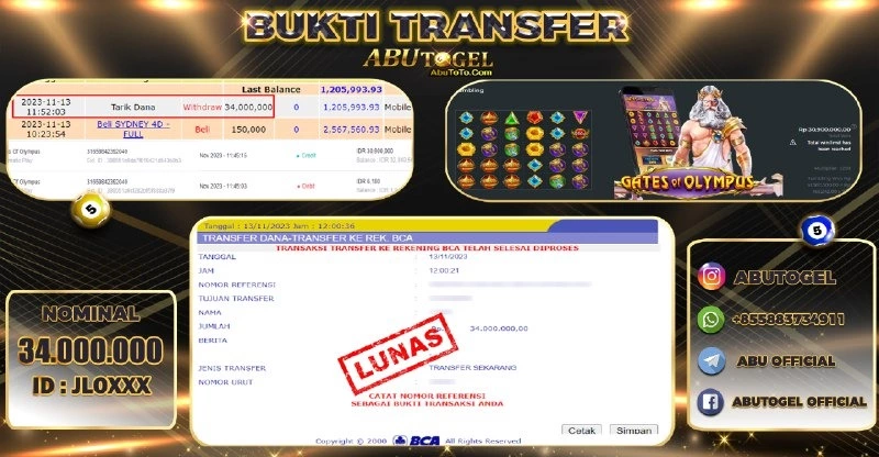 Bukti Jackpot ABUTOGEL Slot Online Sabtu