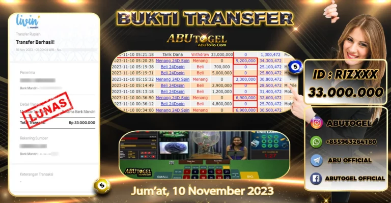 Bukti Jackpot Abu Togel Live Casino Jumat