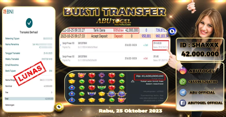 Bukti Jackpot Abu Togel Slot Online Rabu 25 Oktober 2023